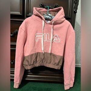 Fila Pink and Mauve Pink/Brown Logo Hoodie NWOT